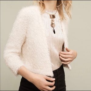 Anthropologie Knitted & Knotted Ivory Cropped Cardigan Size XS/S
